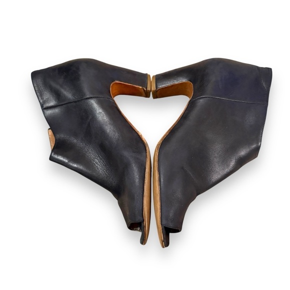 Maison Martin Margiela Black Leather Open Toe Side Zip Heeled Booties Sz 37.5 EU - Picture 3 of 12